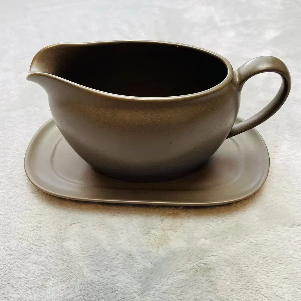 Noritake Colorwave Stoneware Gravy Sauce Boat Saucer Chocolate Modern Micro Oven